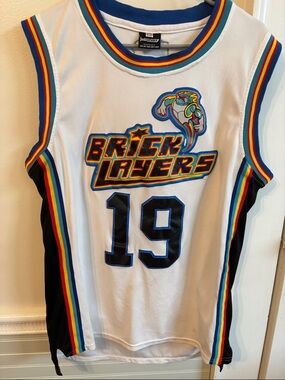 White Sleeveless Jersey with Rainbow Trim
